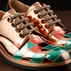 Metallic Rose Gold Mosaic Oxford Shoes